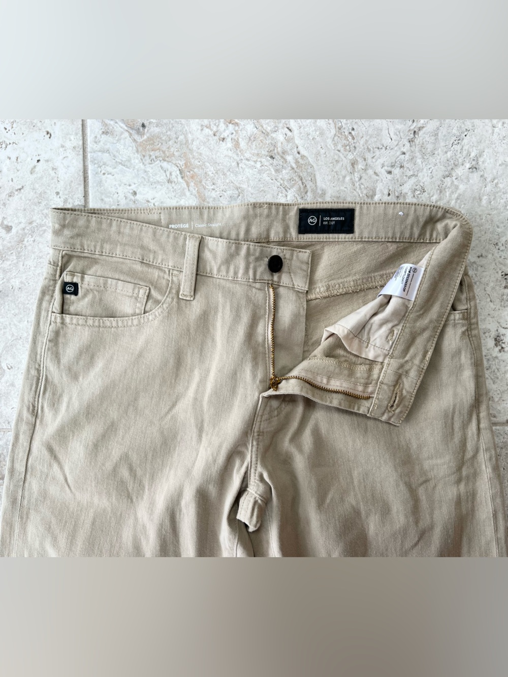 AG Adriano Goldschmied Protégé Classic Straight Leg Twill Linen Pant Khaki 30x32 - Picture 7 of 12